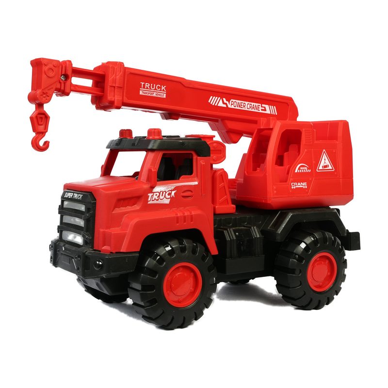 Lilbit american series crane truck friction-powered plastic toy, red